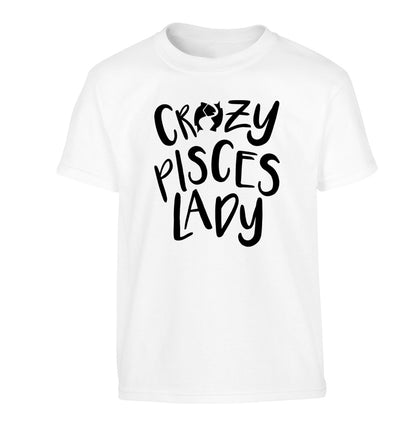 Crazy pisces Lady Children's white Tshirt 12-13 Years