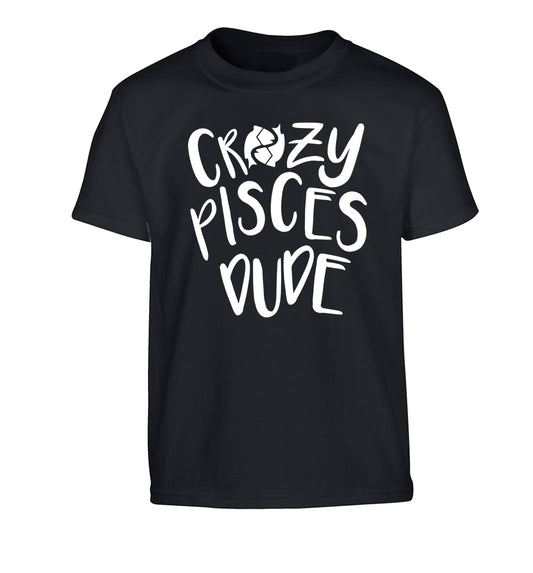 Crazy pisces dude Children's black Tshirt 12-13 Years
