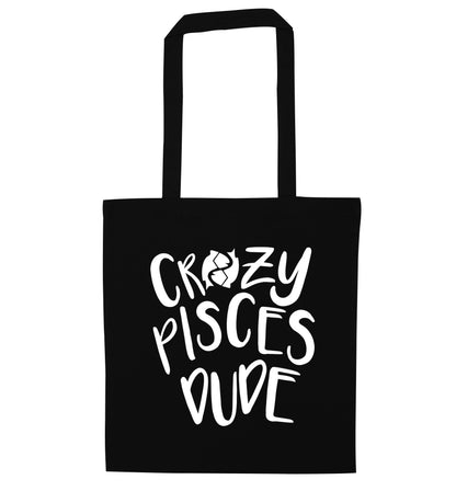 Crazy pisces dude black tote bag