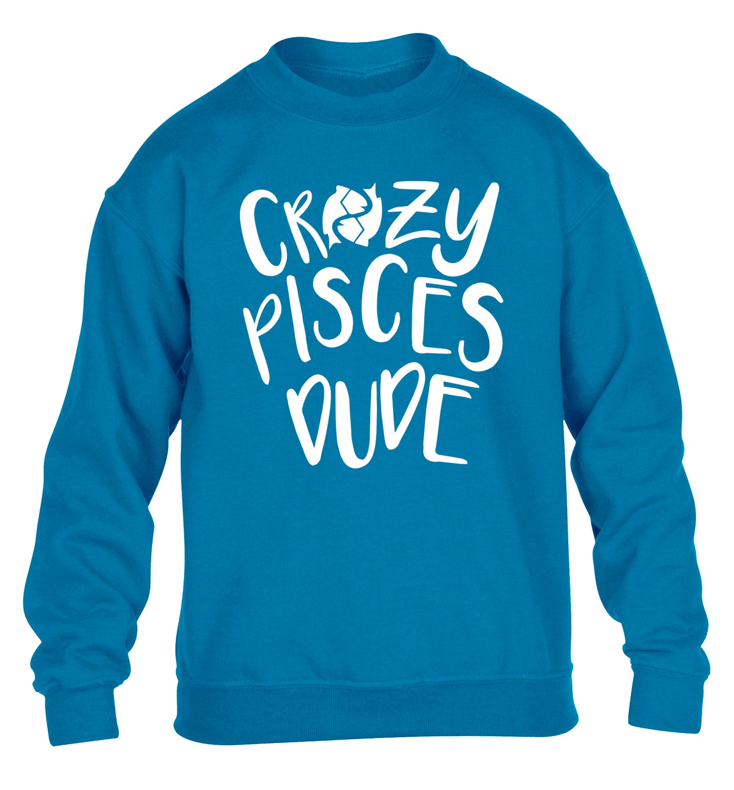 Crazy pisces dude children's blue sweater 12-13 Years