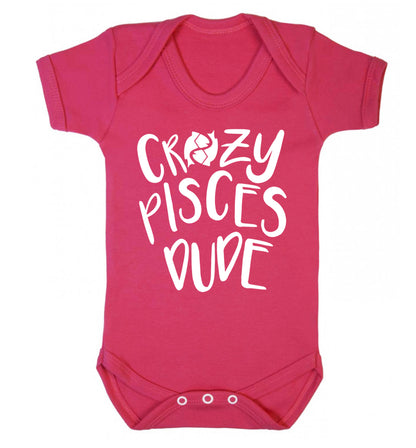 Crazy pisces dude Baby Vest dark pink 18-24 months