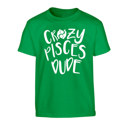 Crazy pisces dude Children's green Tshirt 12-13 Years
