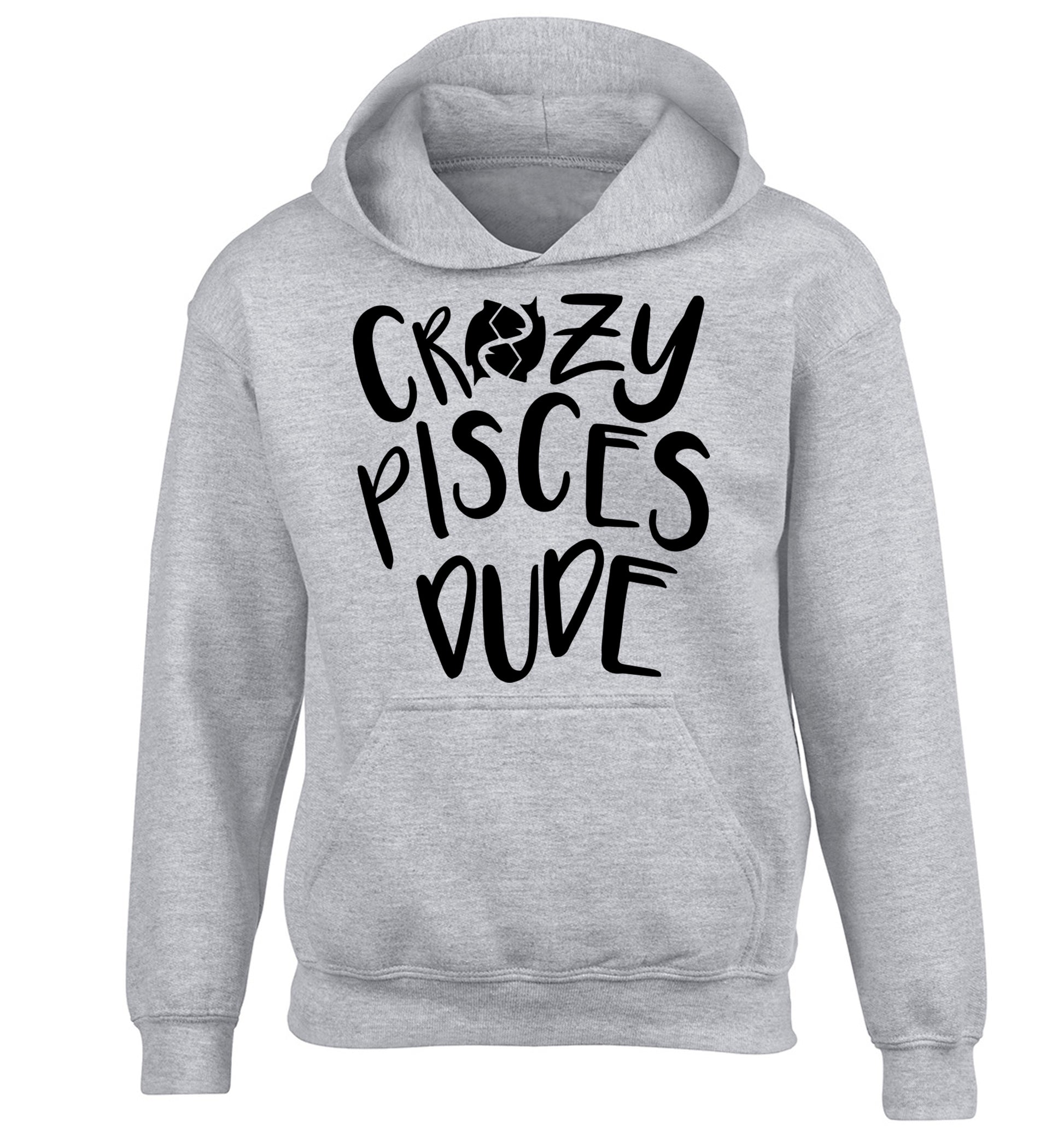 Crazy pisces dude children's grey hoodie 12-13 Years