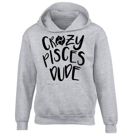 Crazy pisces dude children's grey hoodie 12-13 Years