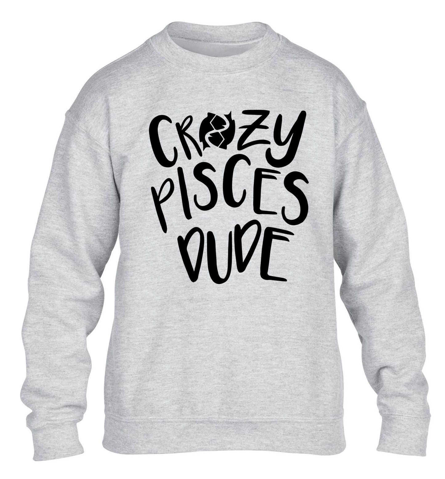 Crazy pisces dude children's grey sweater 12-13 Years