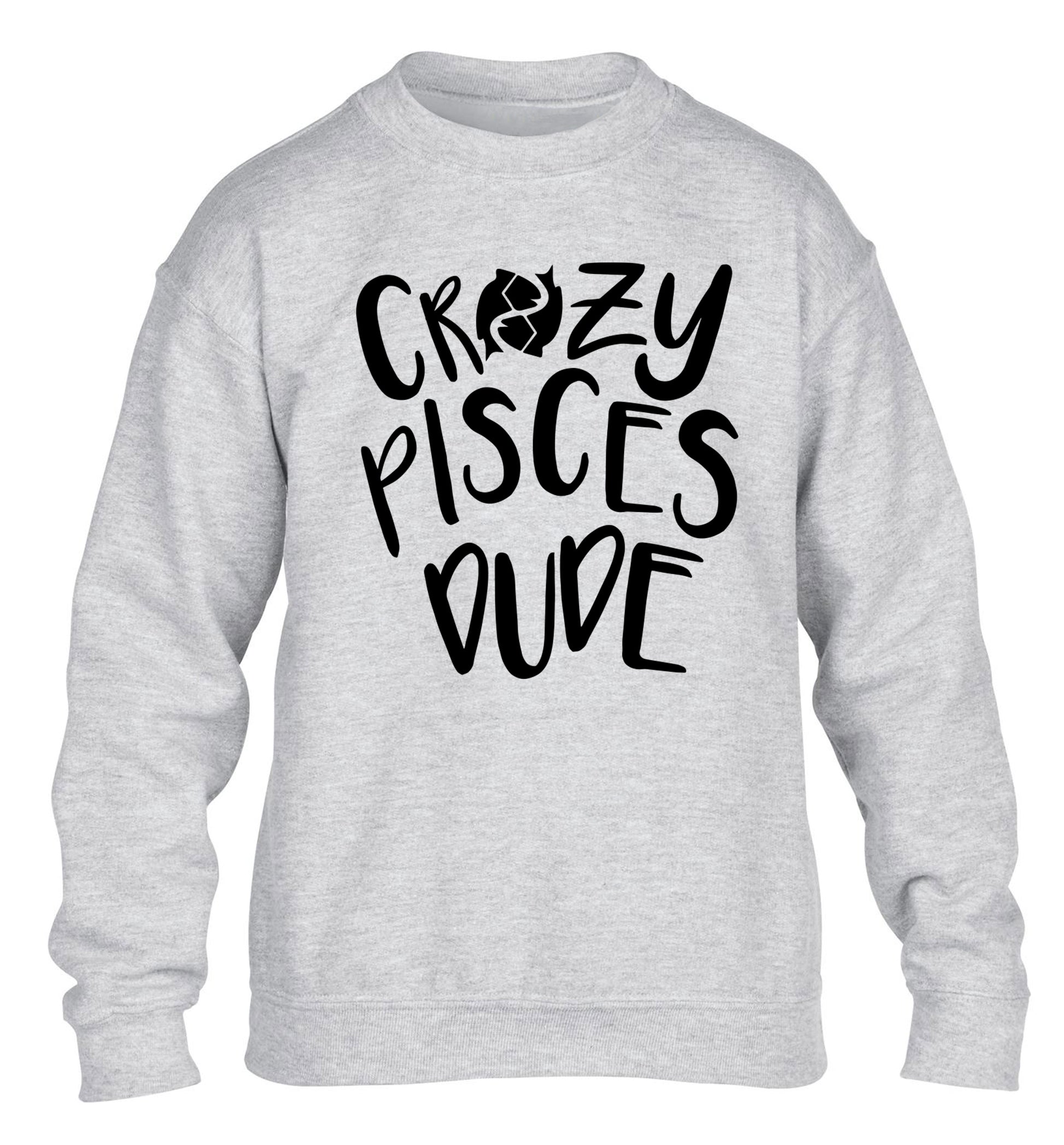Crazy pisces dude children's grey sweater 12-13 Years