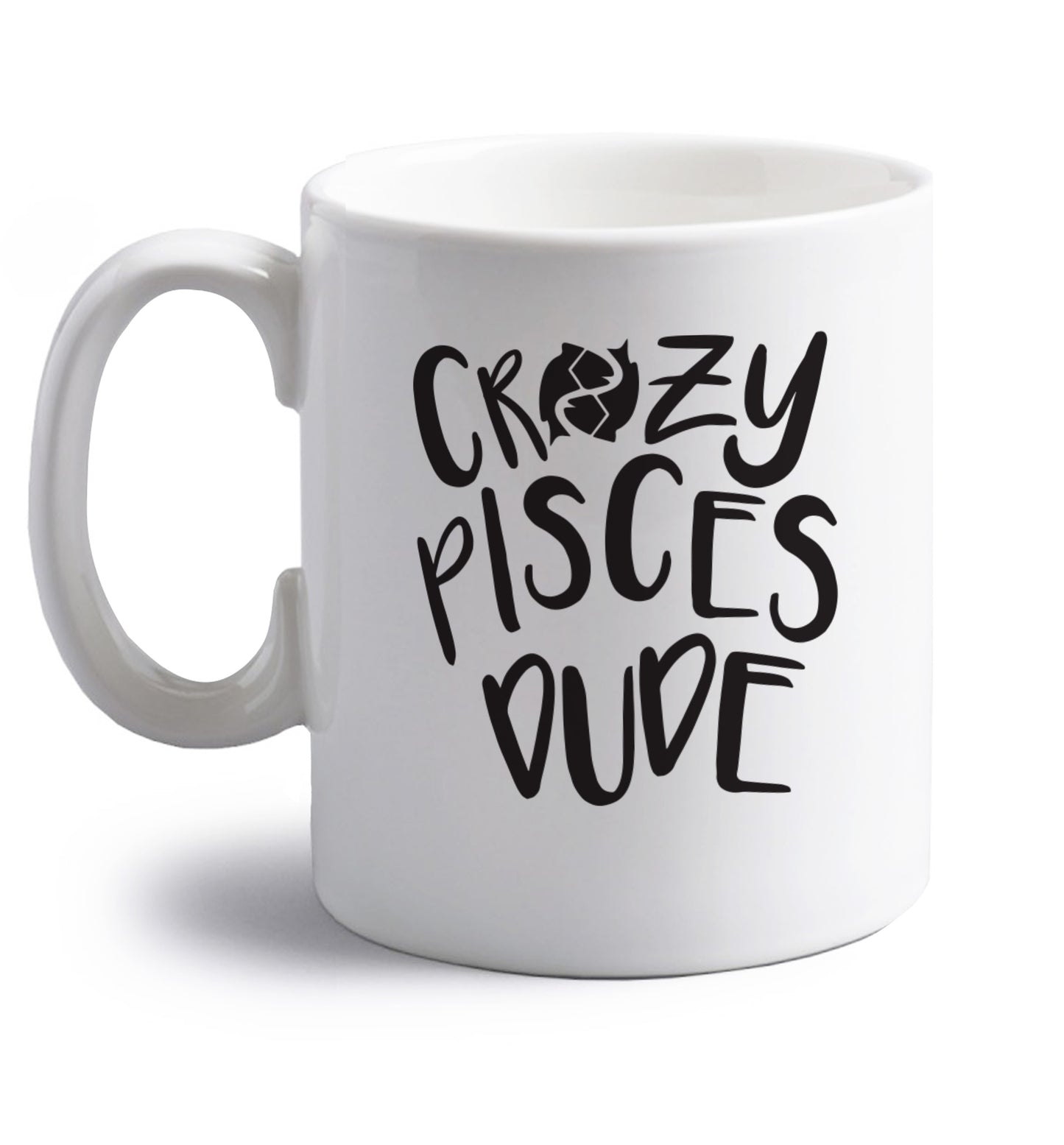 Crazy pisces dude right handed white ceramic mug 