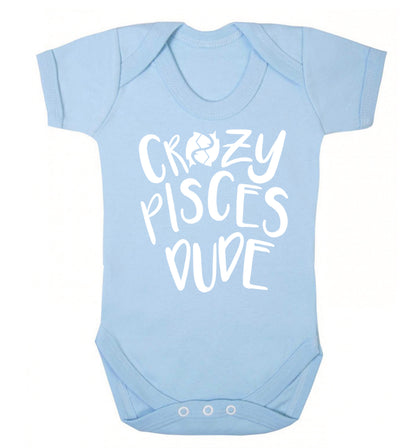 Crazy pisces dude Baby Vest pale blue 18-24 months