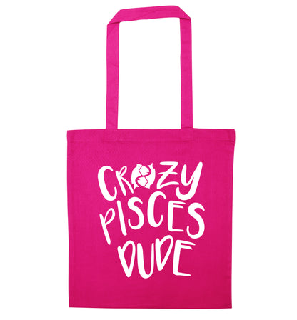 Crazy pisces dude pink tote bag