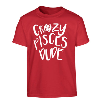Crazy pisces dude Children's red Tshirt 12-13 Years