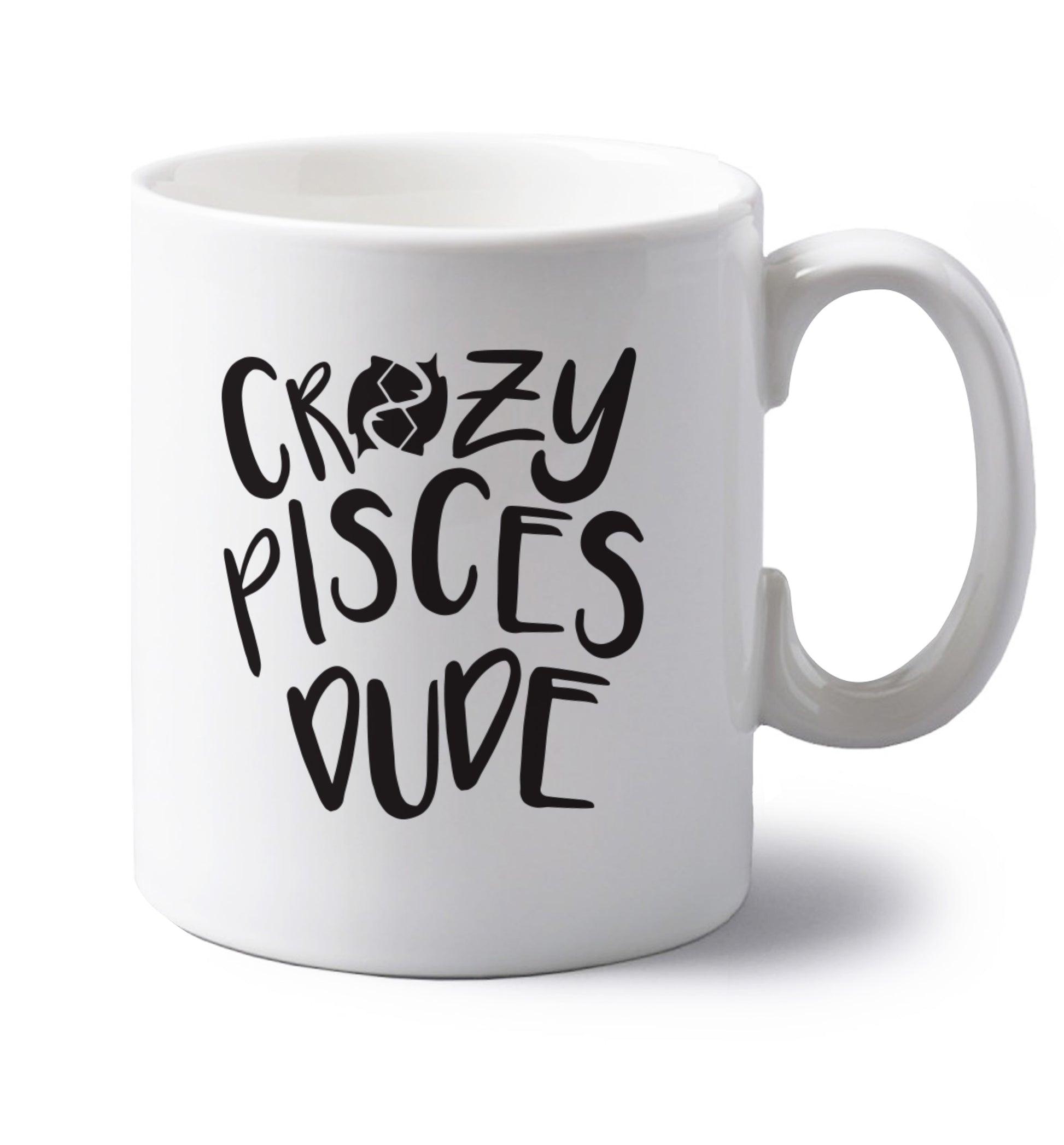 Crazy pisces dude left handed white ceramic mug 