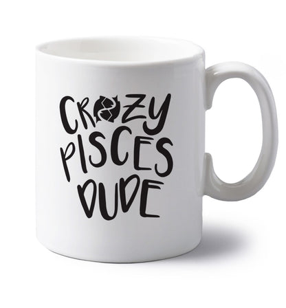 Crazy pisces dude left handed white ceramic mug 