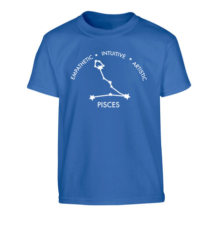 Pisces: Empathetic | Intuitive | Artistic Children's blue Tshirt 12-13 Years