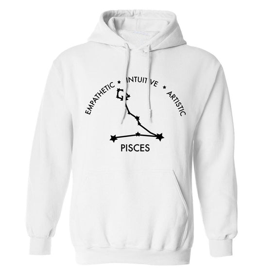 Pisces: Empathetic | Intuitive | Artistic adults unisex white hoodie 2XL