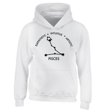 Pisces: Empathetic | Intuitive | Artistic children's white hoodie 12-13 Years