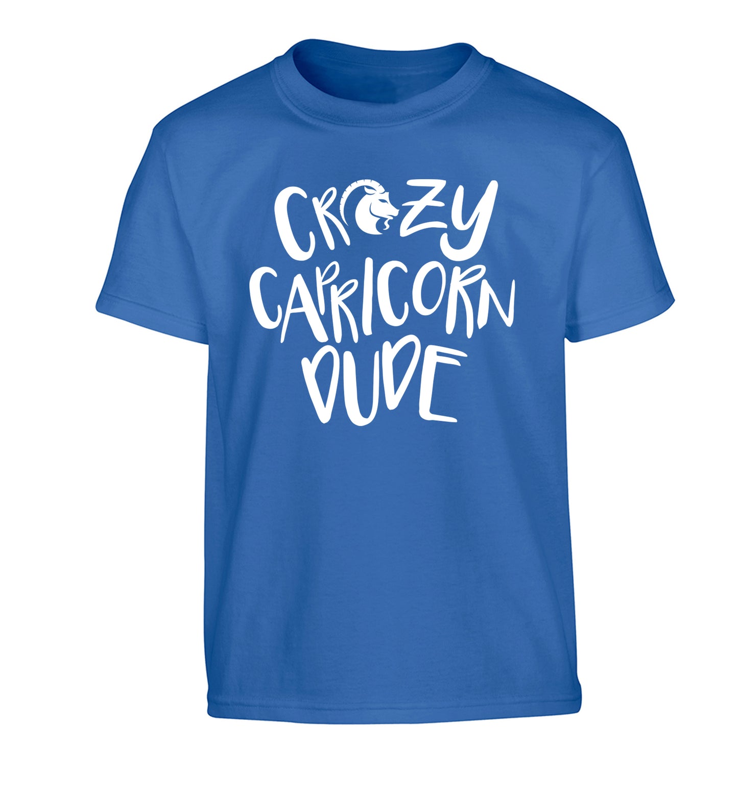 Crazy capricorn dude Children's blue Tshirt 12-13 Years