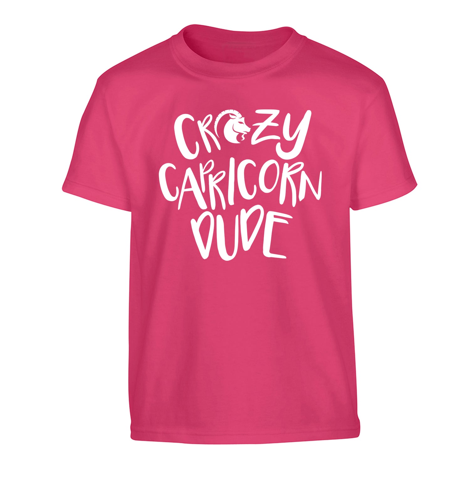 Crazy capricorn dude Children's pink Tshirt 12-13 Years
