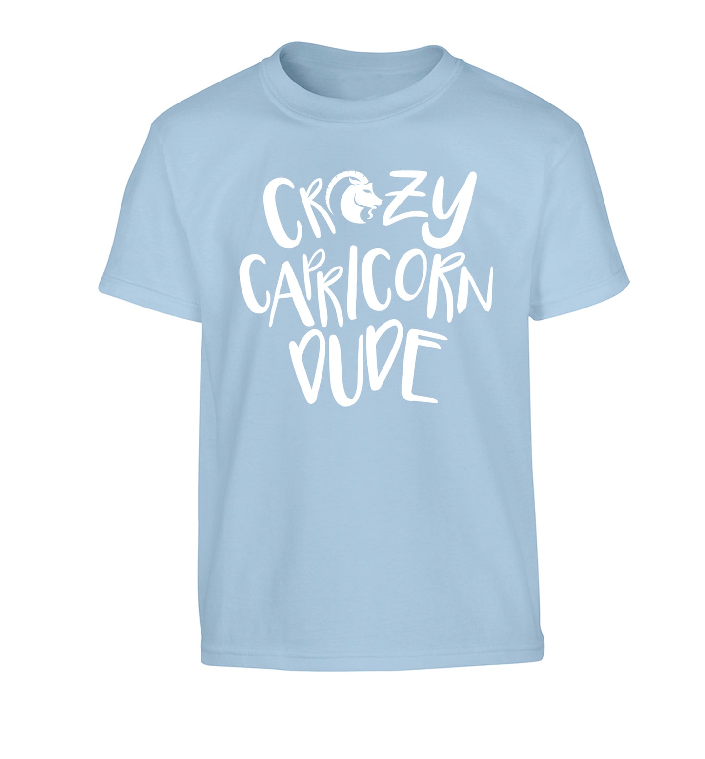 Crazy capricorn dude Children's light blue Tshirt 12-13 Years