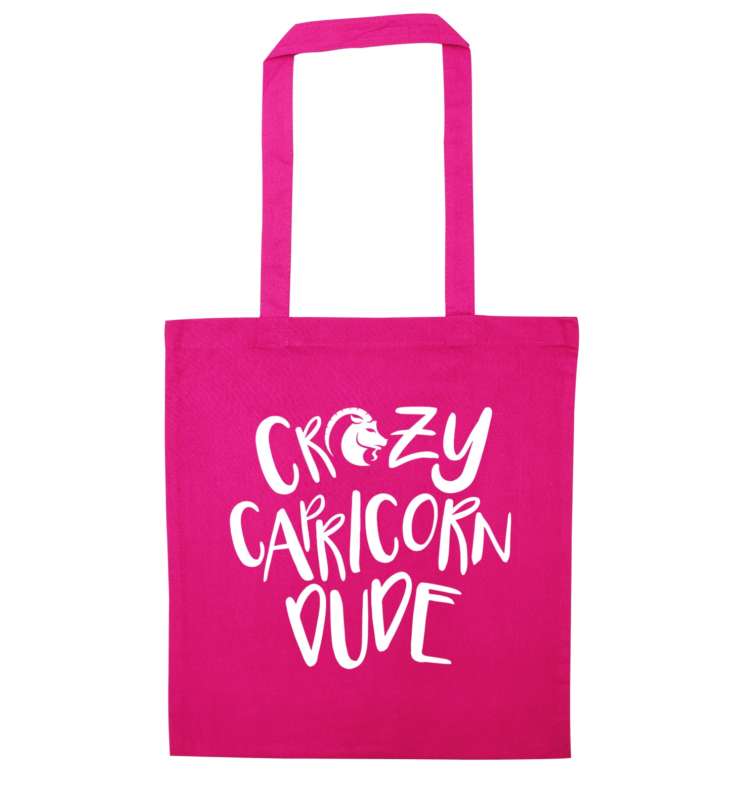 Crazy capricorn dude pink tote bag