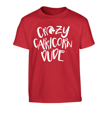 Crazy capricorn dude Children's red Tshirt 12-13 Years