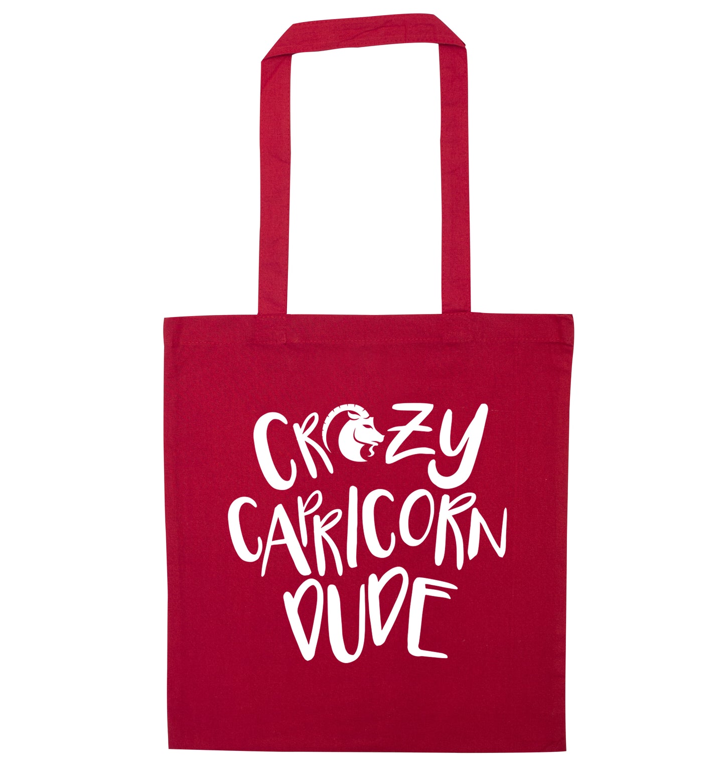 Crazy capricorn dude red tote bag