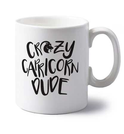Crazy capricorn dude left handed white ceramic mug 
