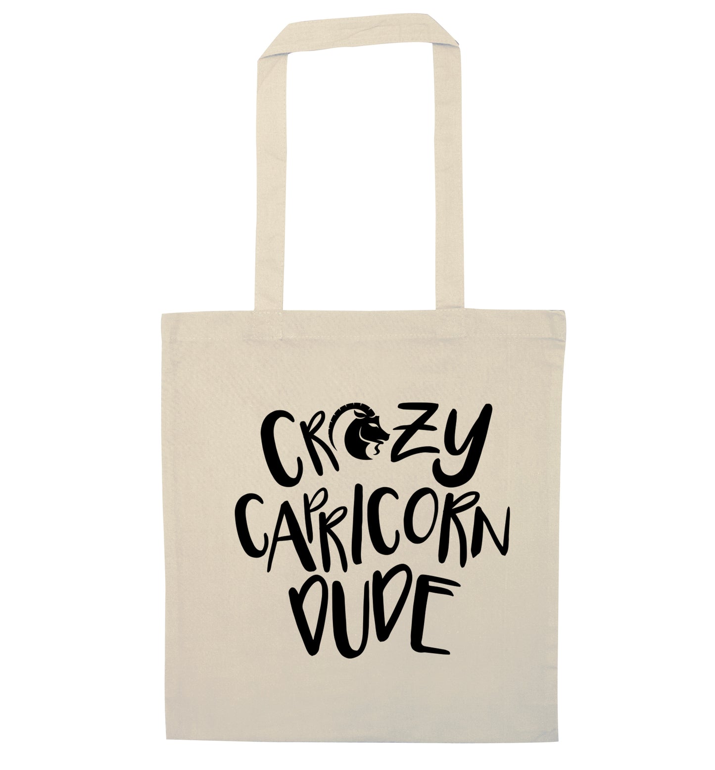 Crazy capricorn dude natural tote bag