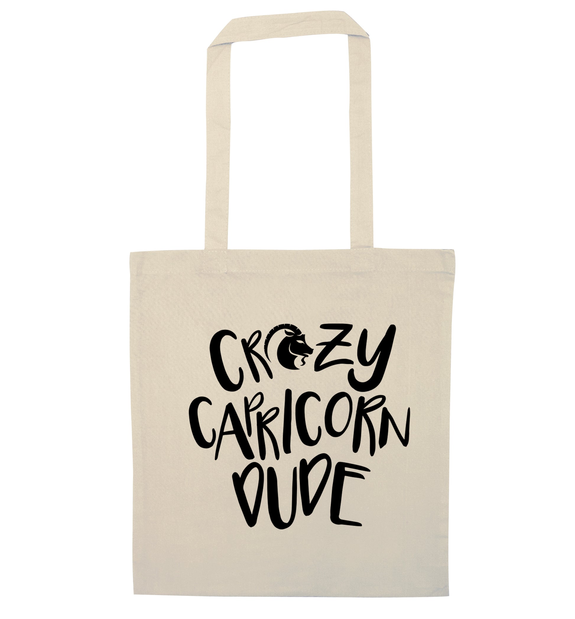 Crazy capricorn dude natural tote bag