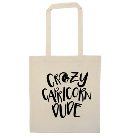 Crazy capricorn dude natural tote bag
