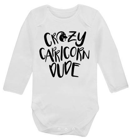 Crazy capricorn dude Baby Vest long sleeved white 6-12 months