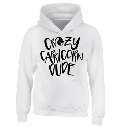 Crazy capricorn dude children's white hoodie 12-13 Years