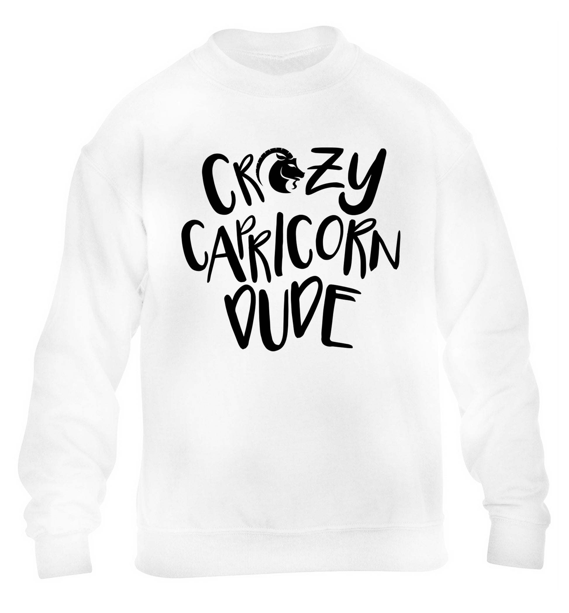 Crazy capricorn dude children's white sweater 12-13 Years