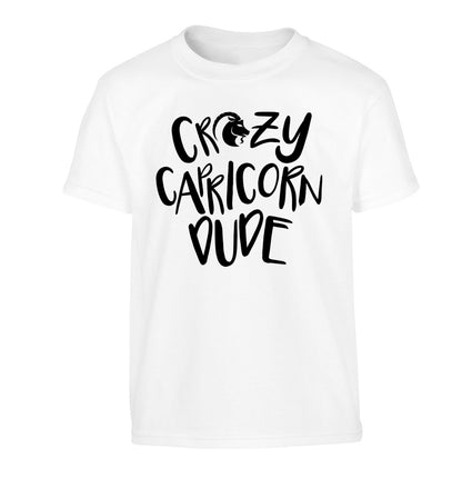 Crazy capricorn dude Children's white Tshirt 12-13 Years