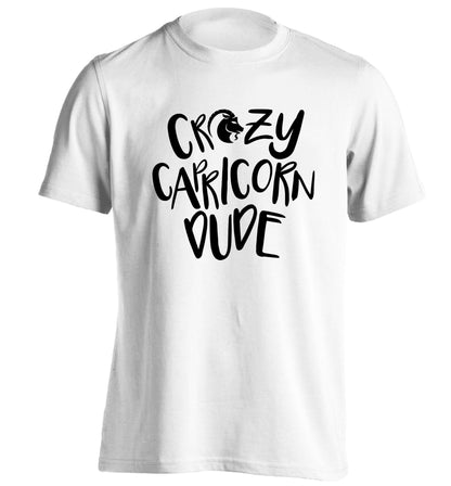 Crazy capricorn dude adults unisex white Tshirt 2XL