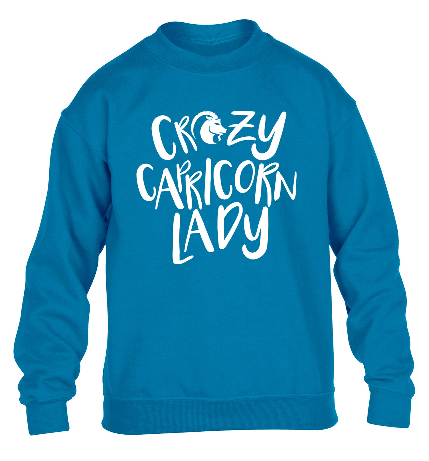 Crazy capricorn lady children's blue sweater 12-13 Years