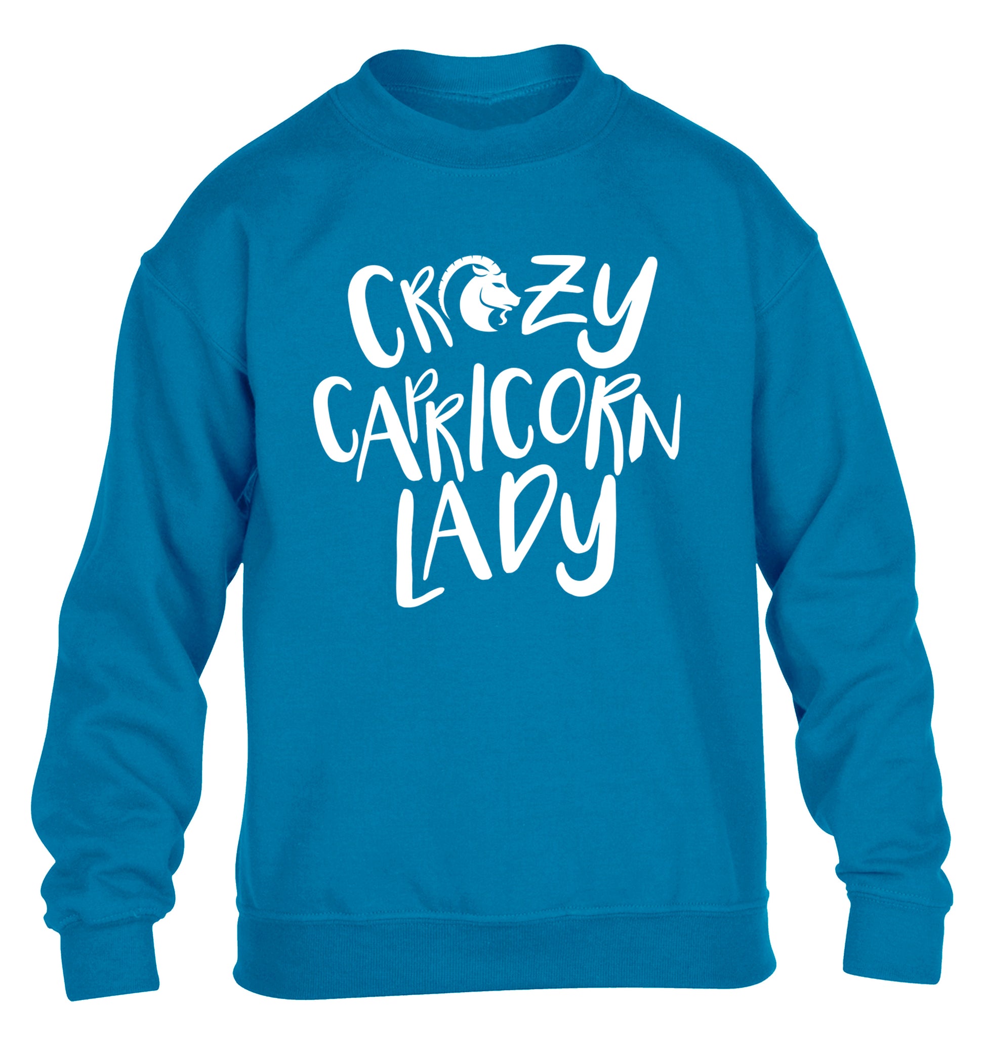Crazy capricorn lady children's blue sweater 12-13 Years