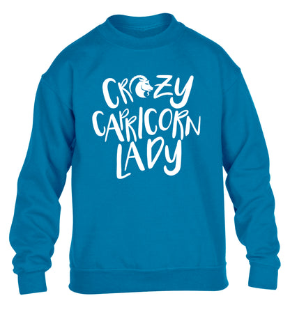 Crazy capricorn lady children's blue sweater 12-13 Years
