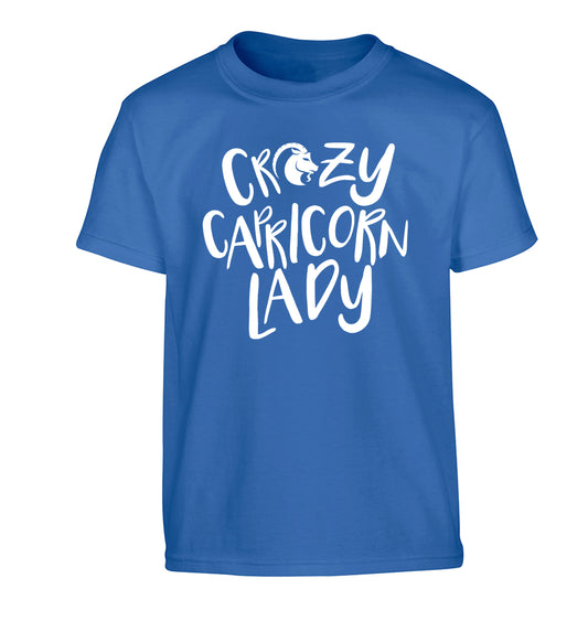 Crazy capricorn lady Children's blue Tshirt 12-13 Years