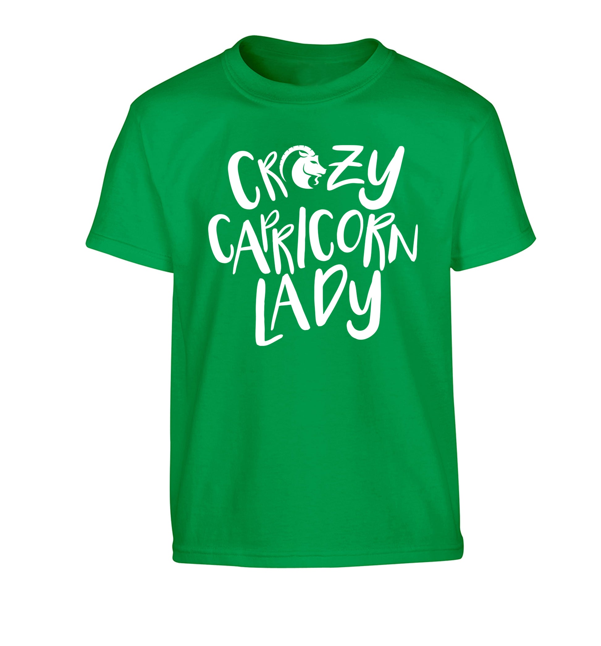 Crazy capricorn lady Children's green Tshirt 12-13 Years