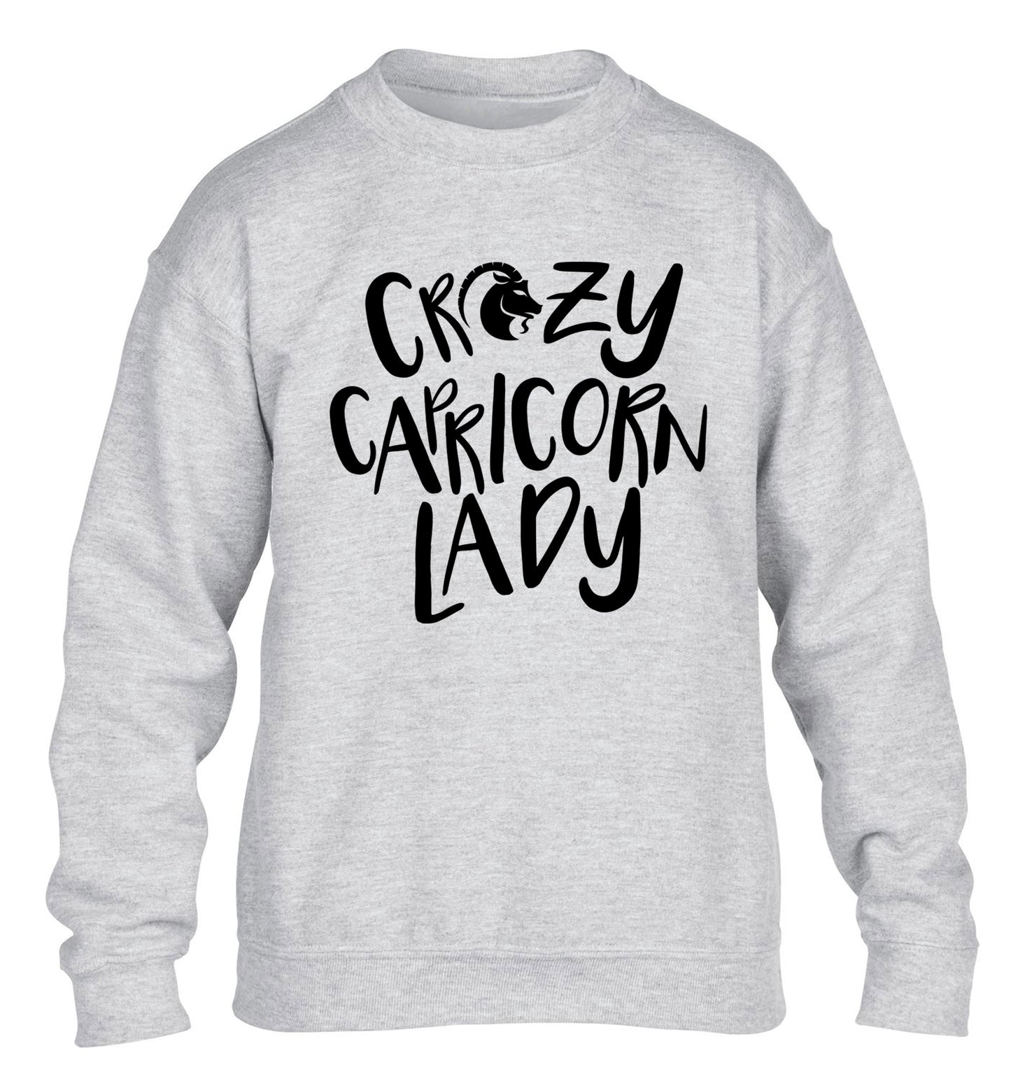 Crazy capricorn lady children's grey sweater 12-13 Years