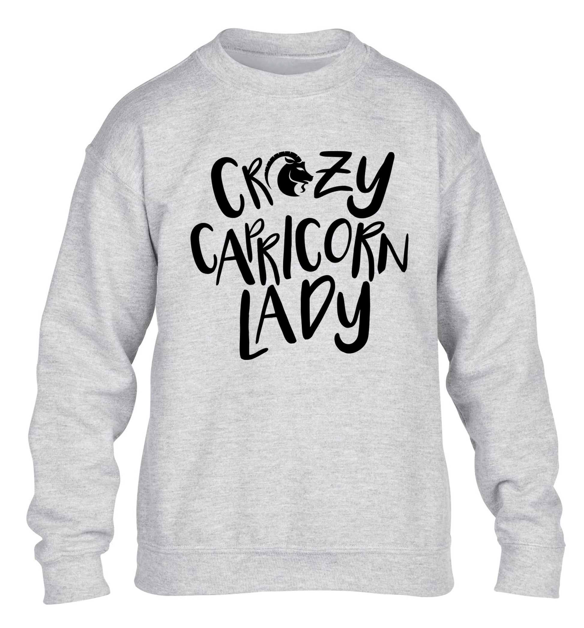 Crazy capricorn lady children's grey sweater 12-13 Years
