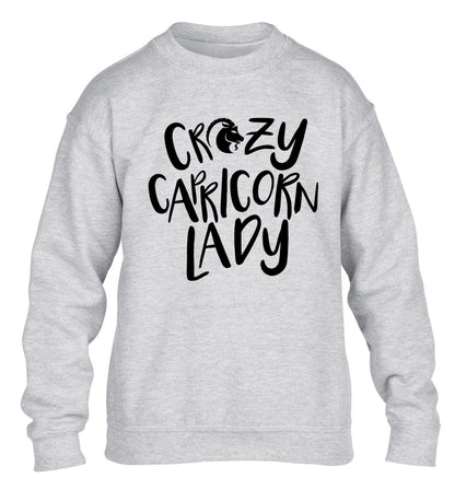 Crazy capricorn lady children's grey sweater 12-13 Years