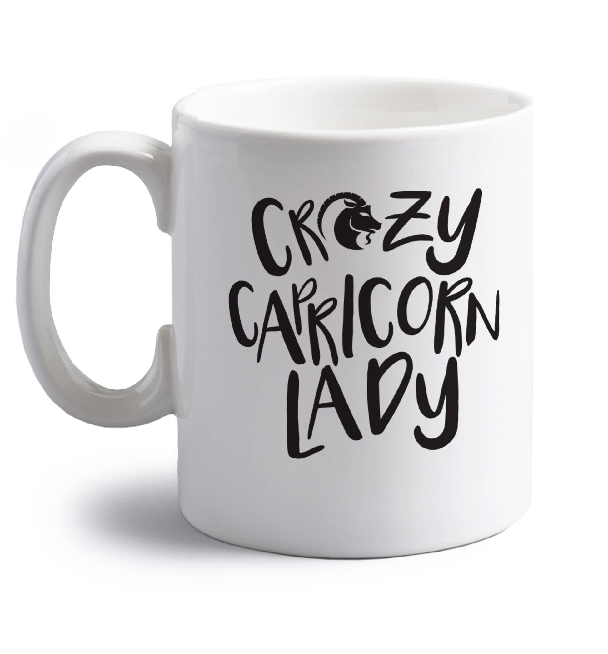 Crazy capricorn lady right handed white ceramic mug 