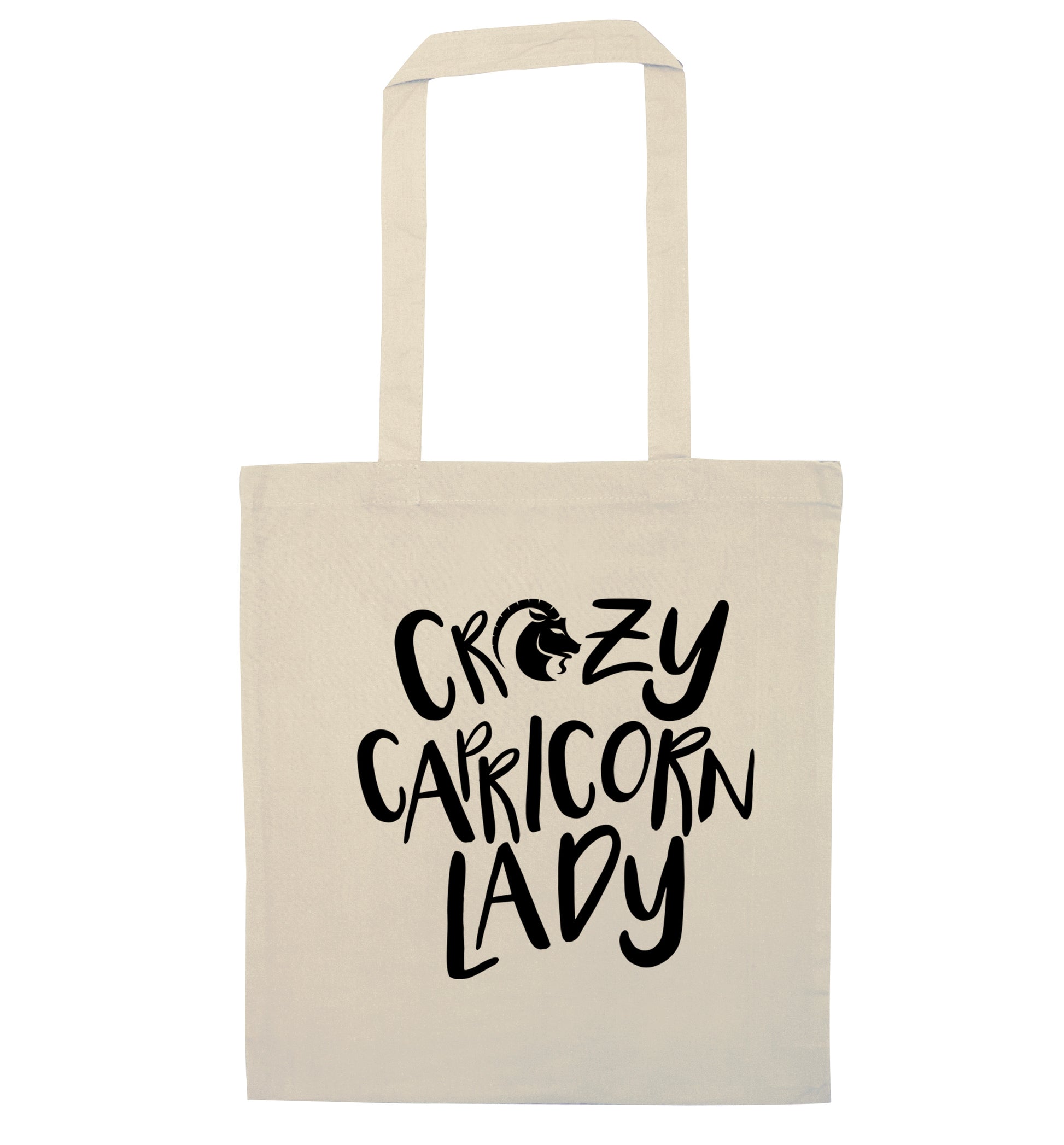 Crazy capricorn lady natural tote bag