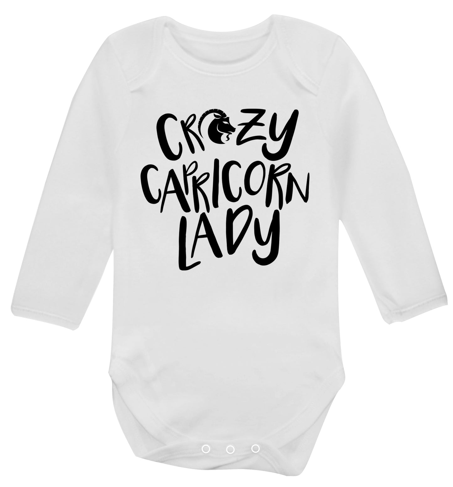 Crazy capricorn lady Baby Vest long sleeved white 6-12 months