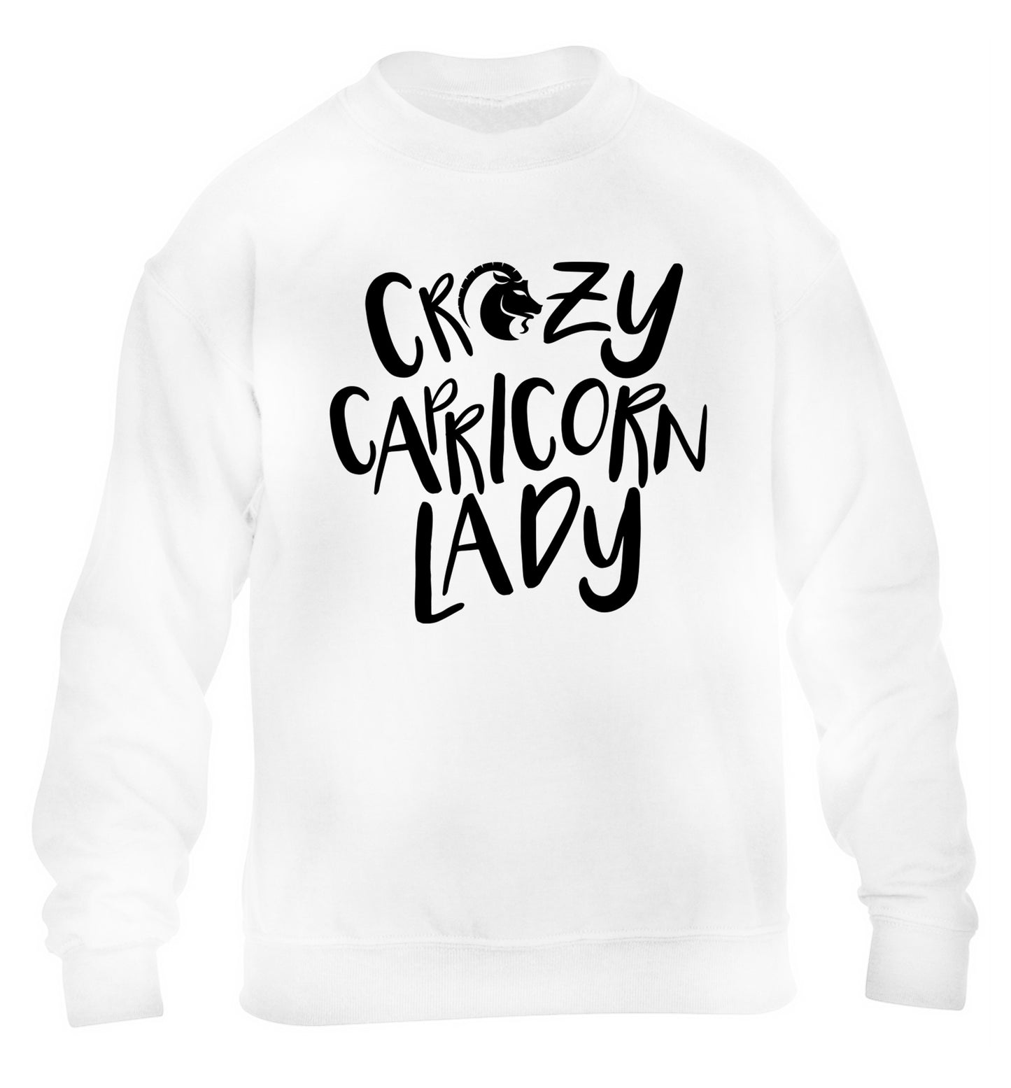 Crazy capricorn lady children's white sweater 12-13 Years