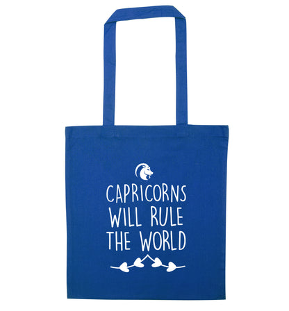 Capricorns will rule the world blue tote bag