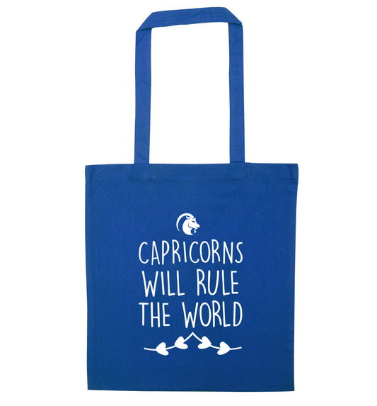 Capricorns will rule the world blue tote bag