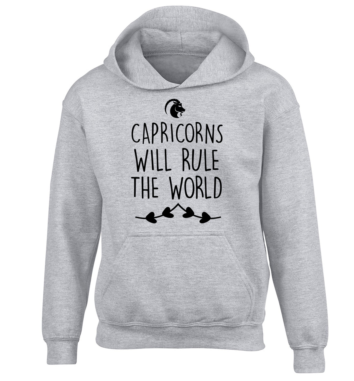 Capricorns will rule the world children's grey hoodie 12-13 Years