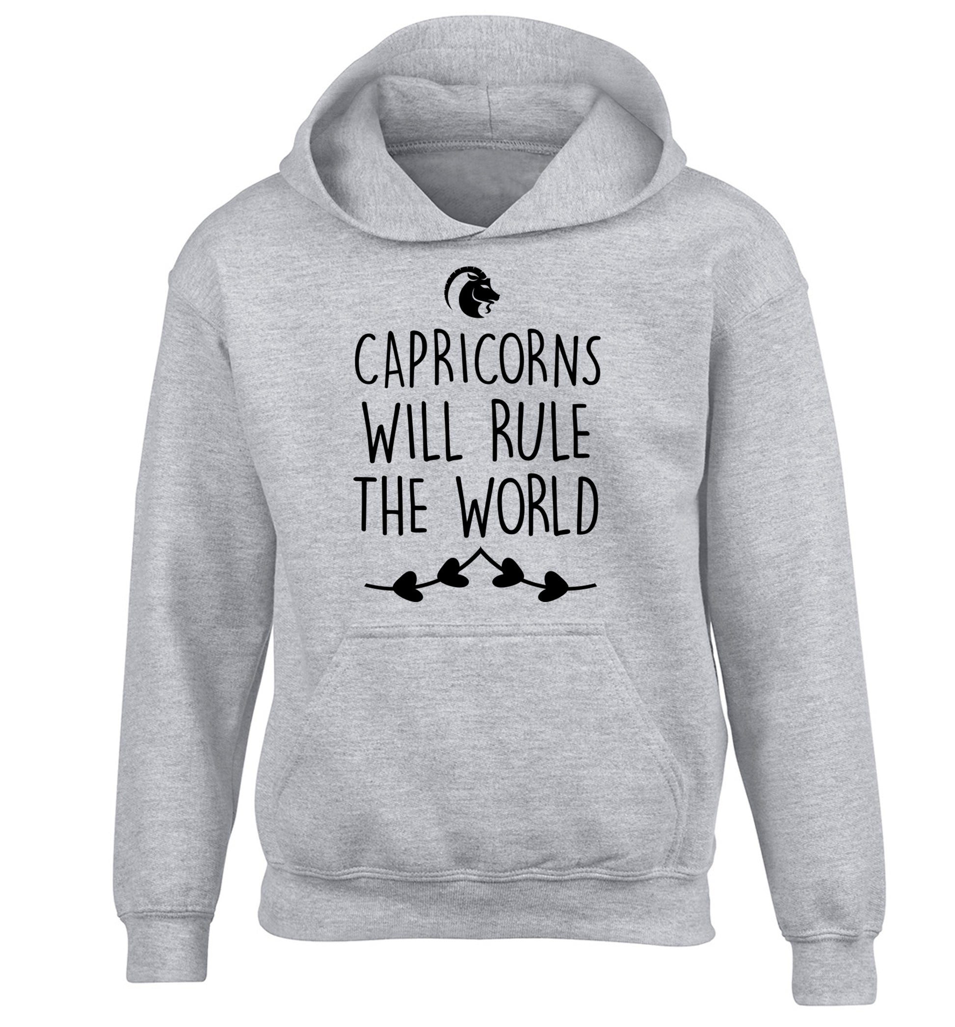 Capricorns will rule the world children's grey hoodie 12-13 Years